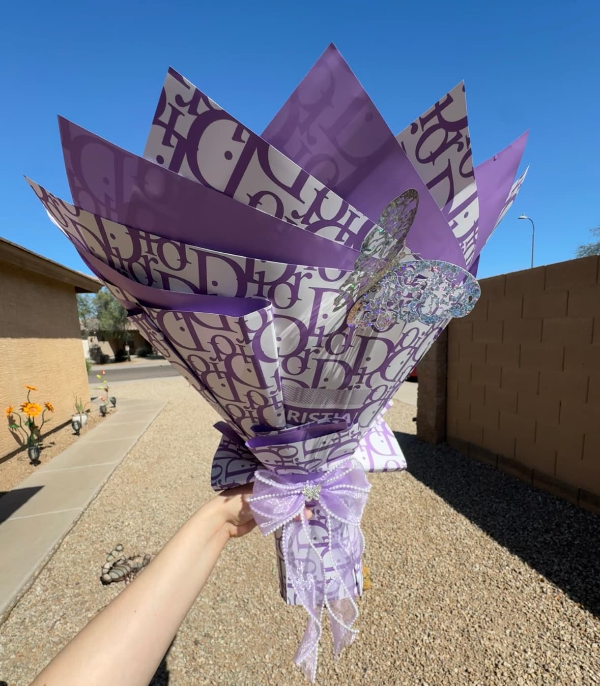 Purple Foam Roses Bouquet thumbnail 2