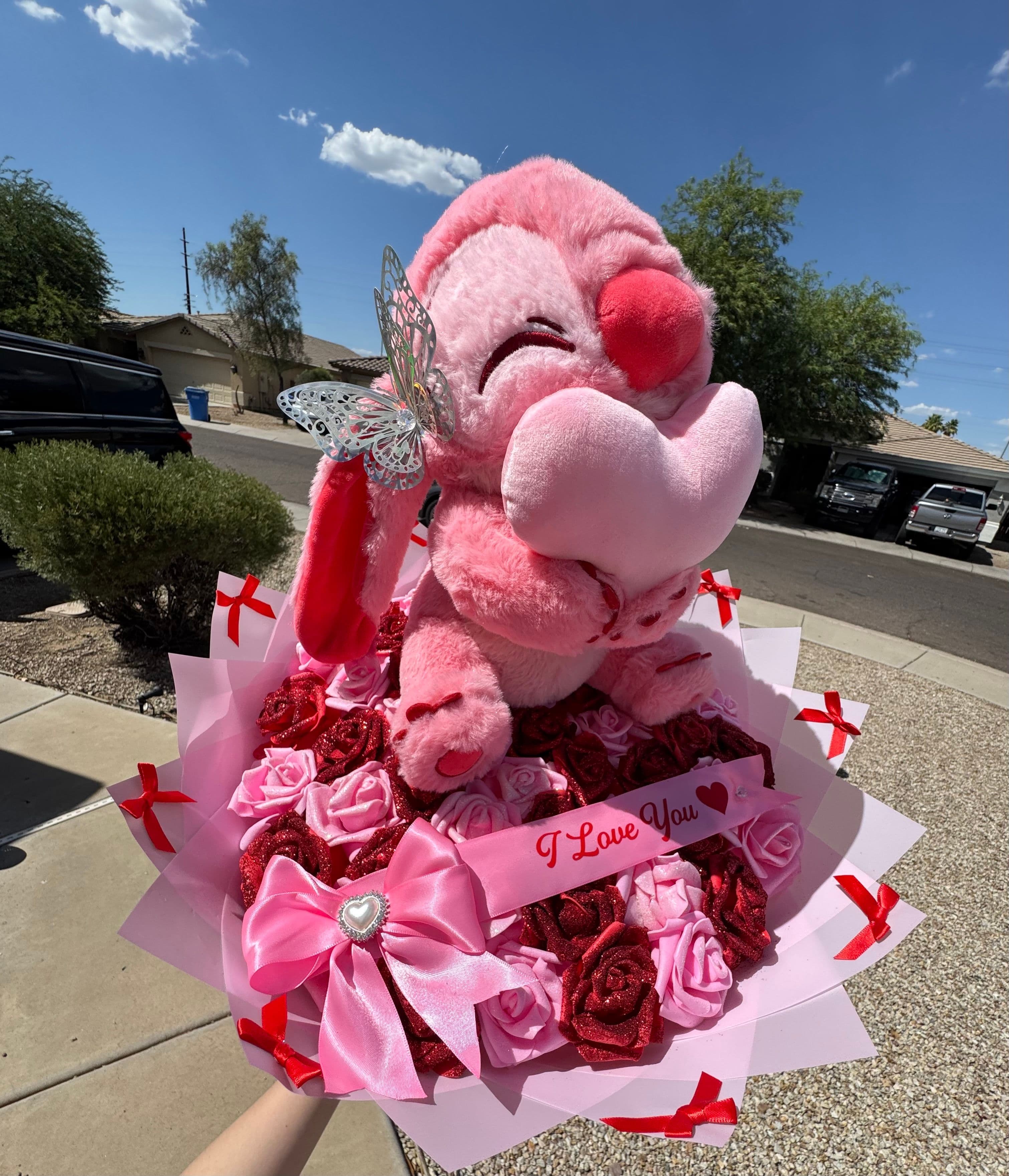 Pink & Red Rose Bouquet with Angel Stitch ๐โจ - photo 2