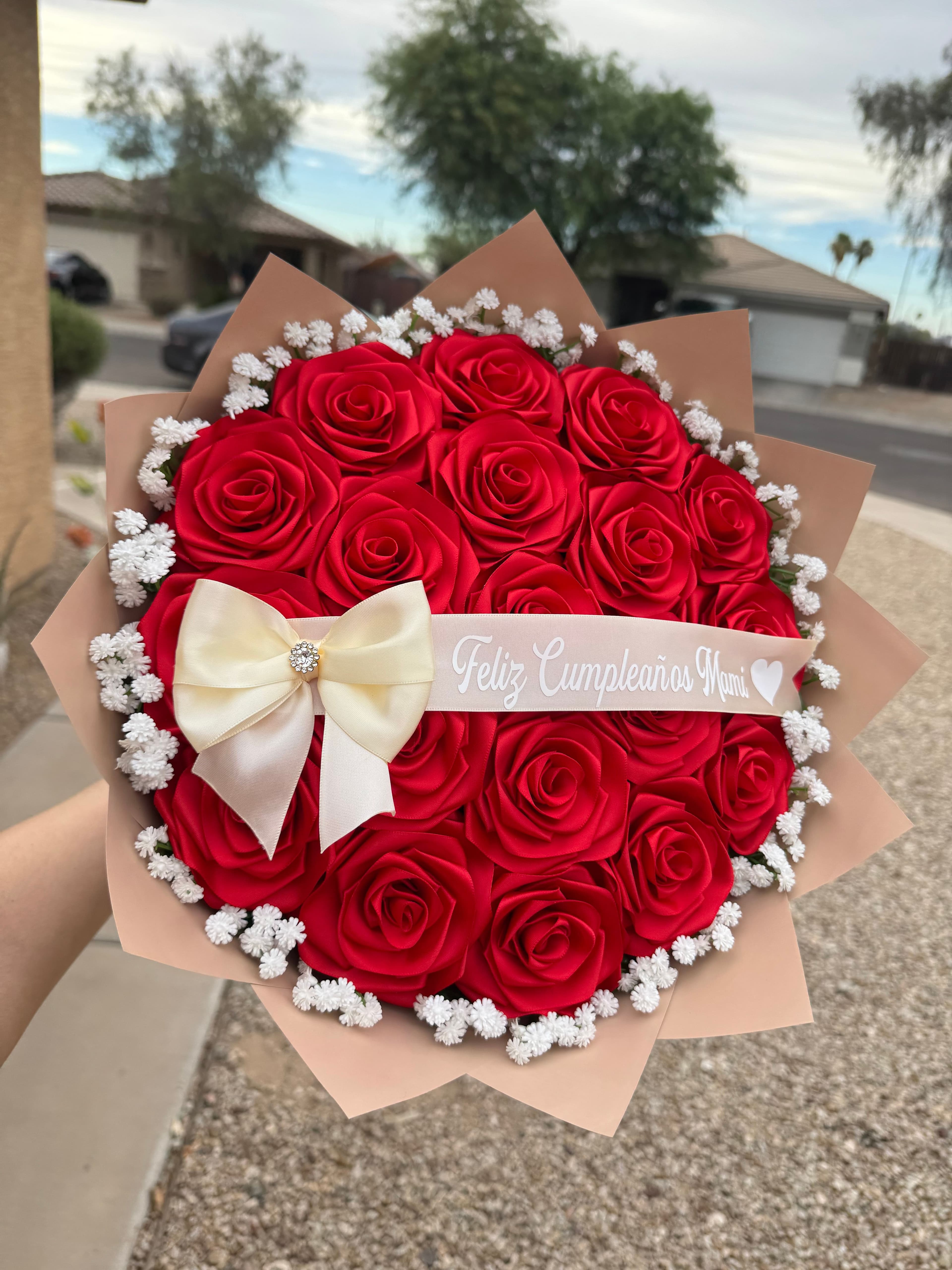20 Red Rose Eternal Ribbon Bouquet - photo 2